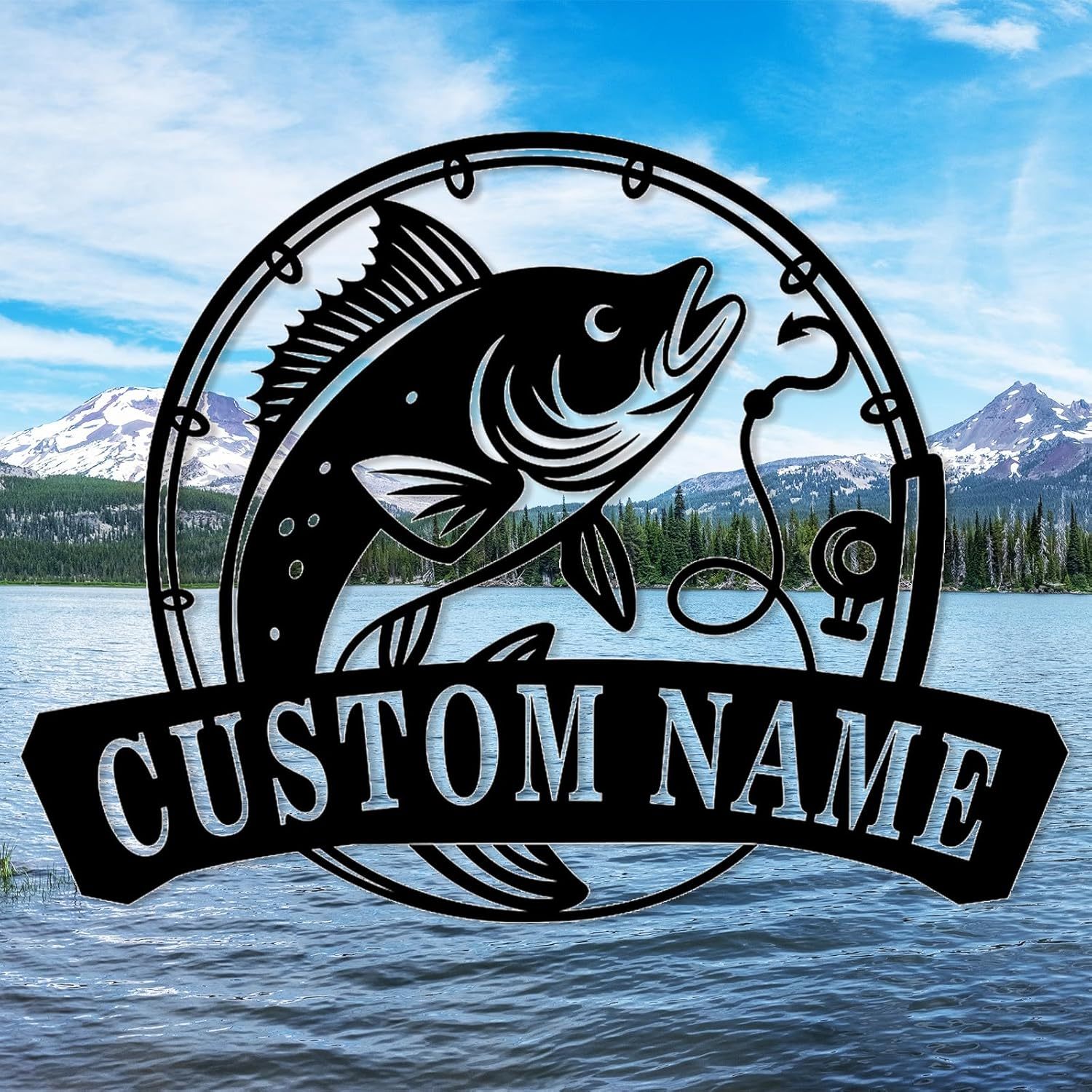 Personalized Largemouth Bass Metal Sign, Custom Fishing Last Name Sign for Home, Fish Family Signs Wall Decor-MetalsignX