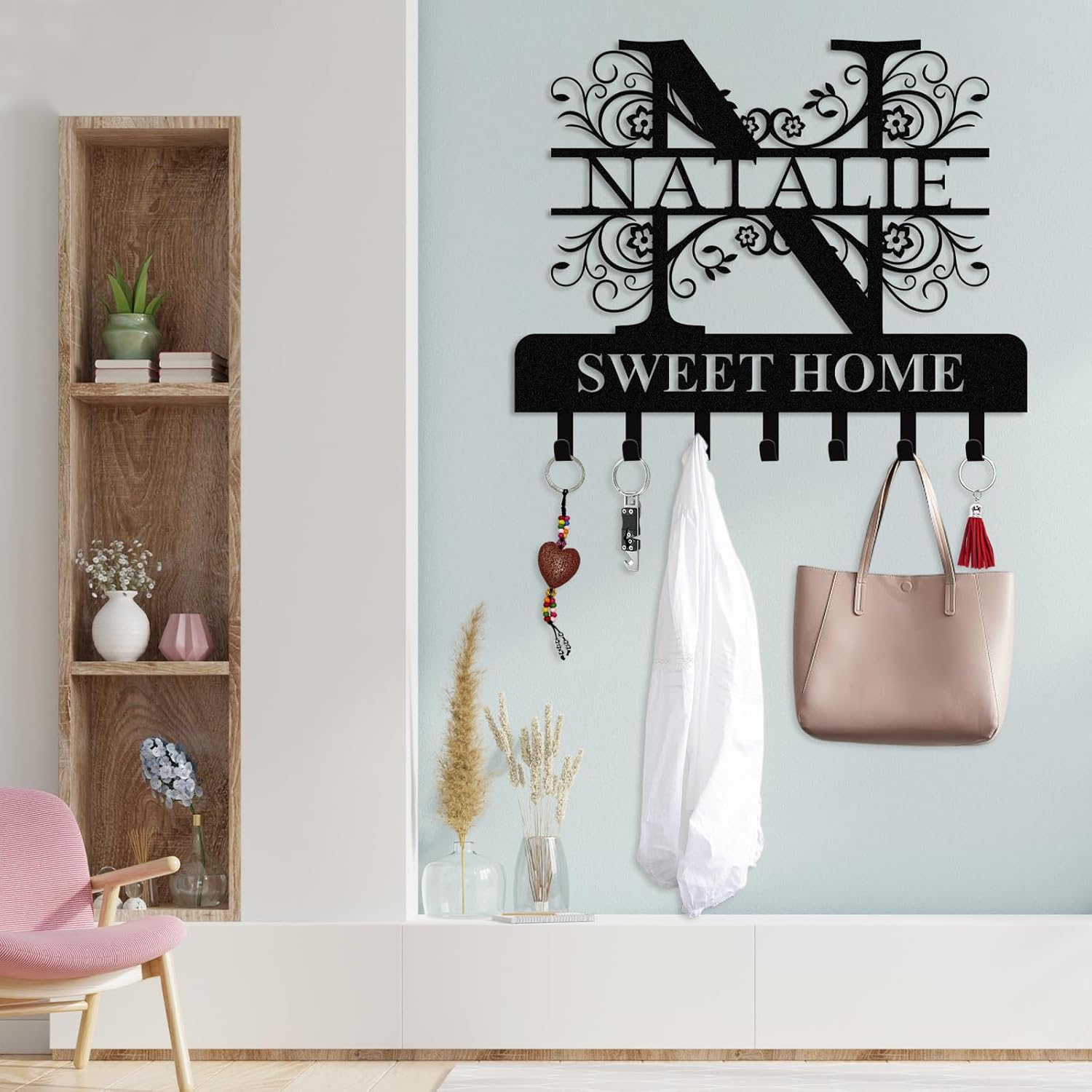 Personalized Key Holder for Wall, Custom Camping Wall Key Hooks with Name-MetalsignX