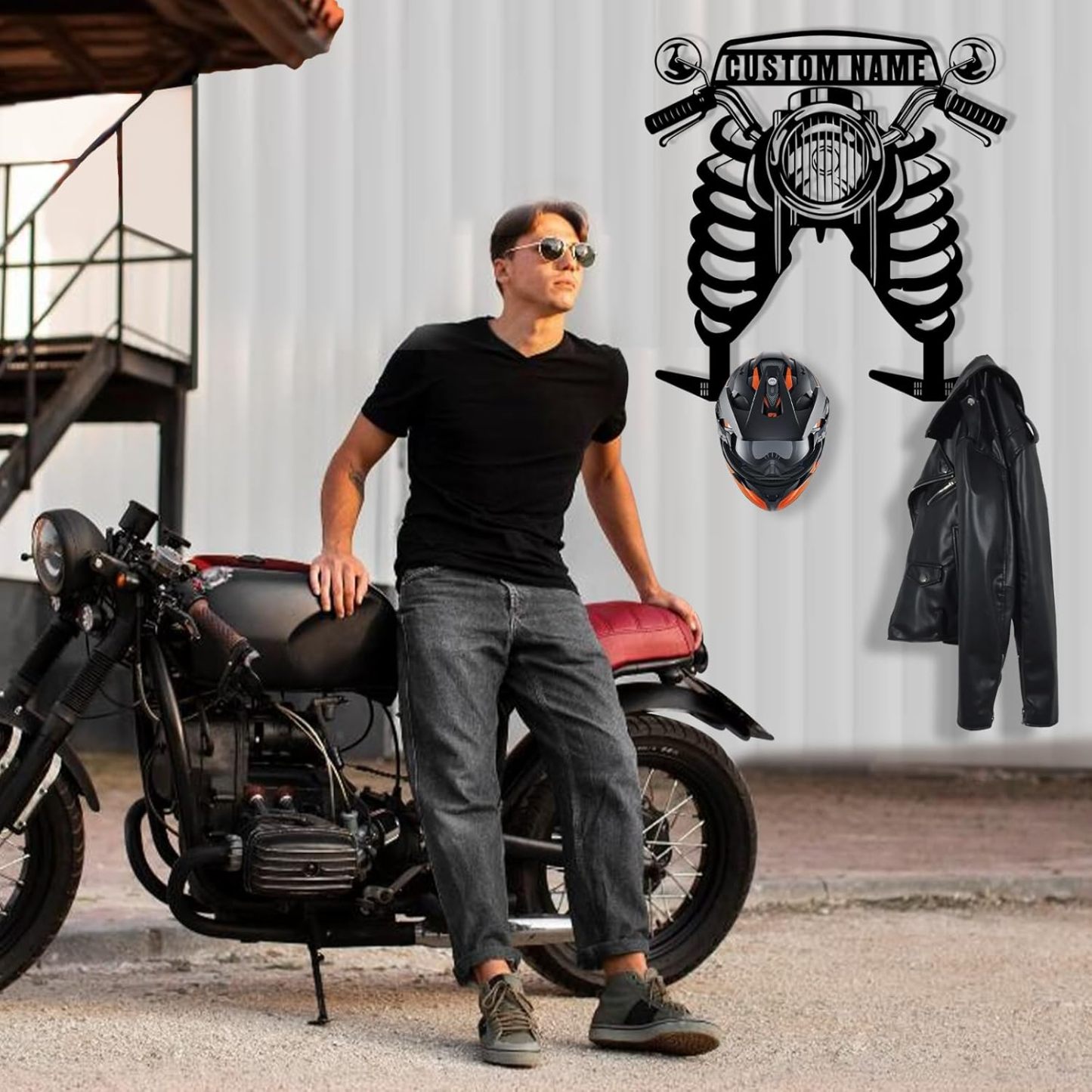 Custom Metal Motorcycle Helmet Holder Wall Mount-MetalsignX