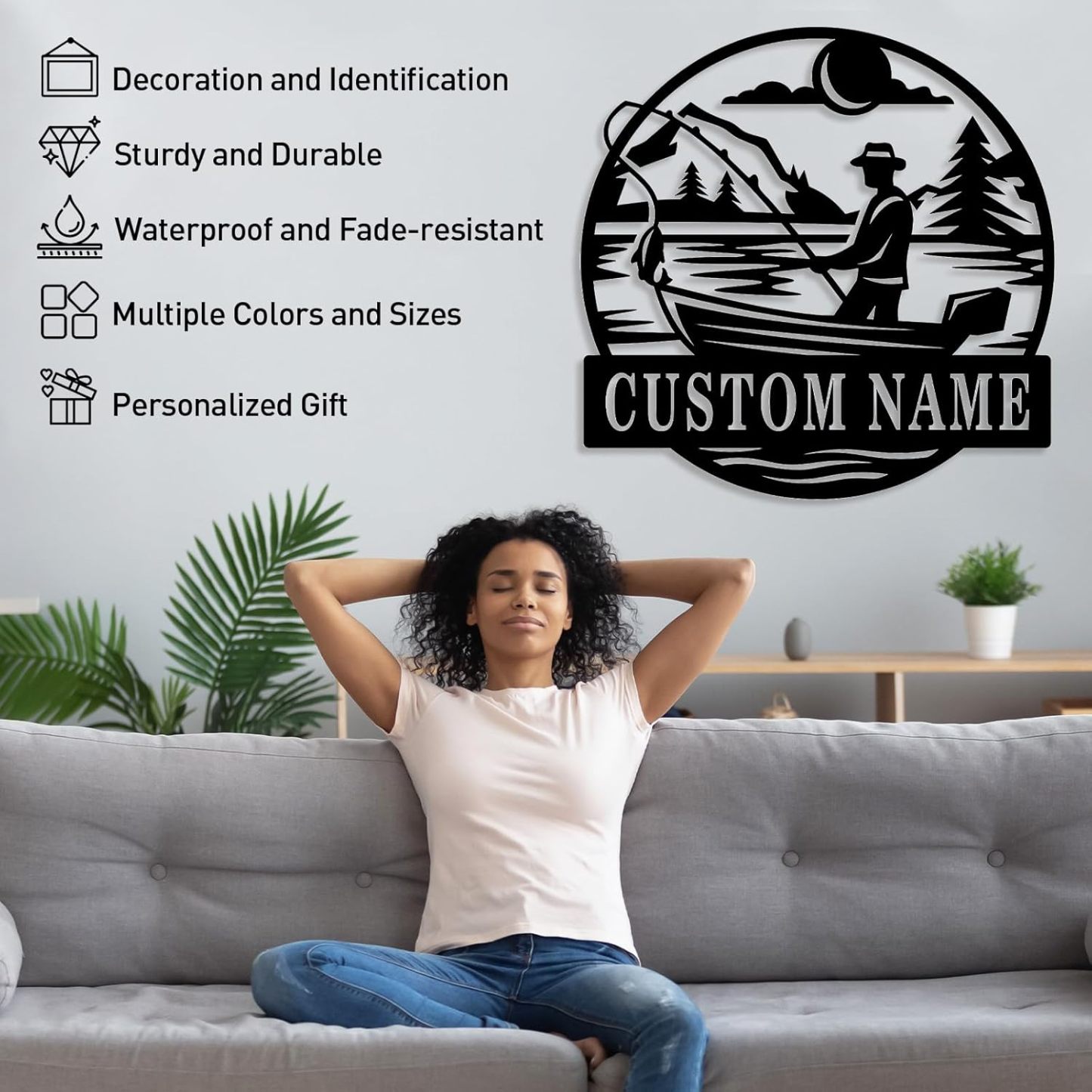 Personalized Largemouth Bass Metal Sign, Custom Fishing Last Name Sign for Home, Fish Family Signs Wall Decor-MetalsignX