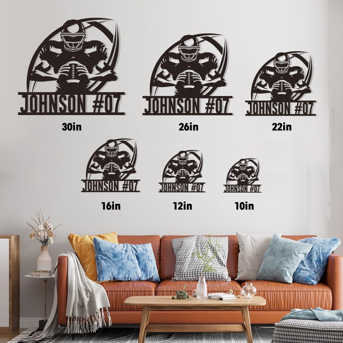 Custom Football Sign Metal Wall Art, American Football Player Hanging Sign Outdoor Metal-MetalsignX