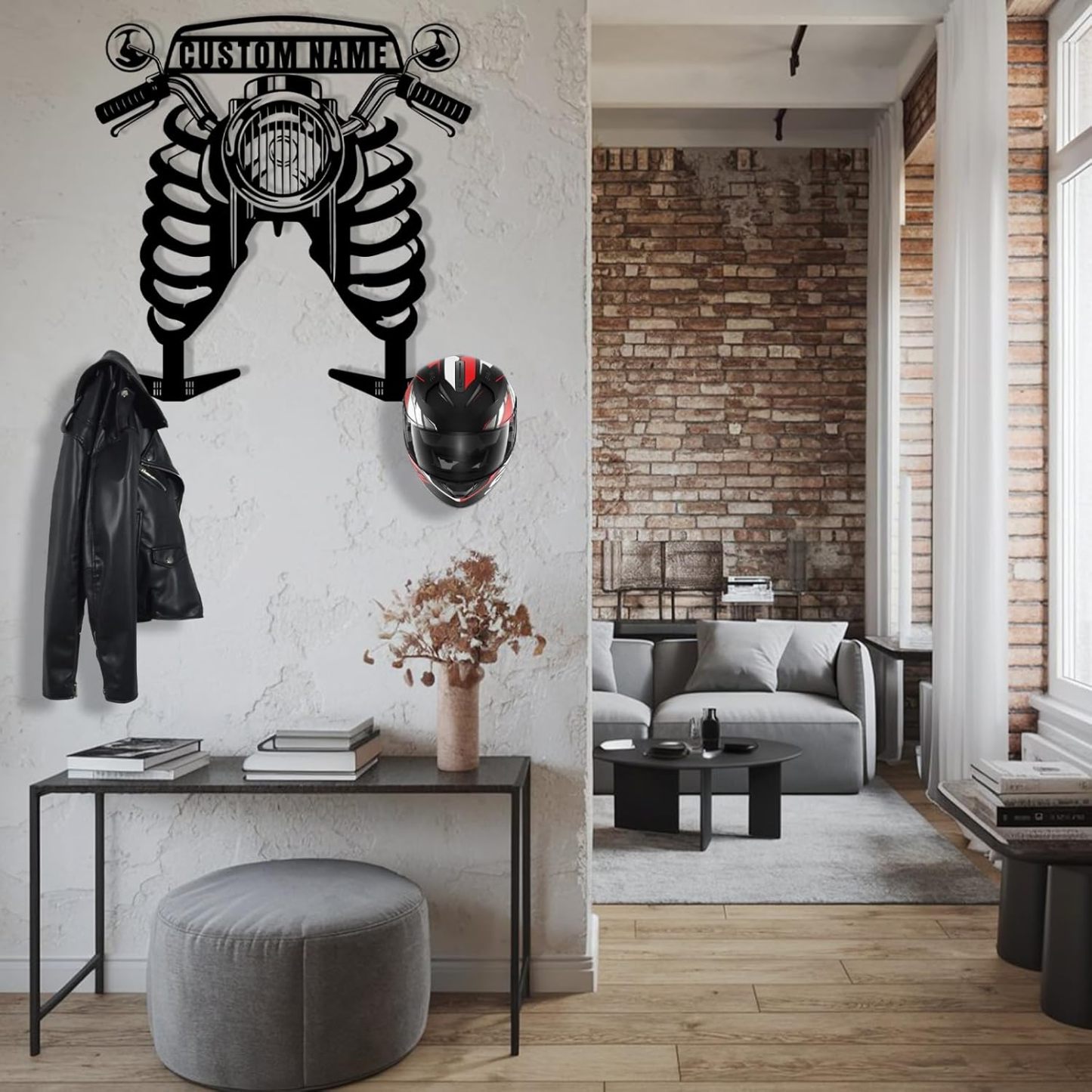 Custom Metal Motorcycle Helmet Holder Wall Mount-MetalsignX