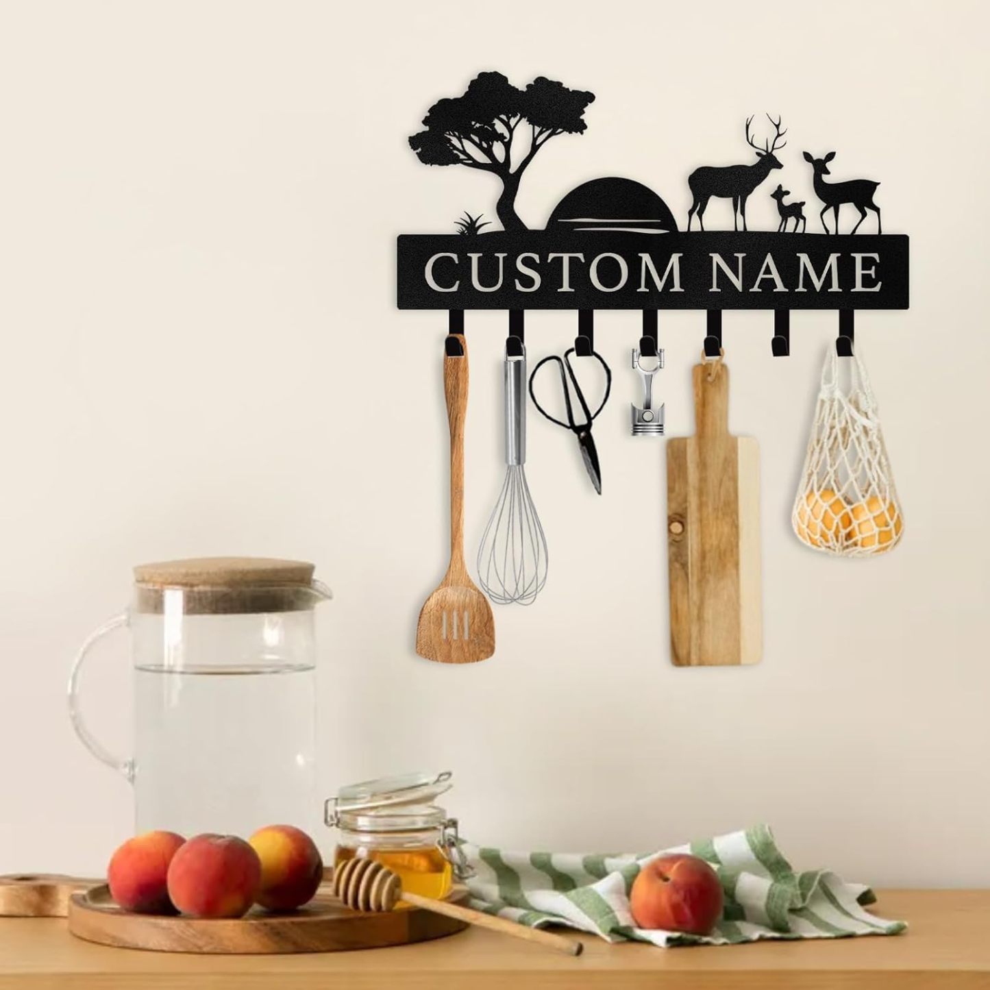 Personalized Polar Bear & Deer Wall Key Holder,  | Metal Key Organizer for Home Decor-MetalsignX