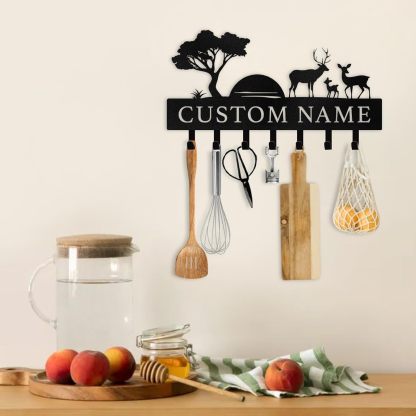 Personalized Polar Bear & Deer Wall Key Holder,  | Metal Key Organizer for Home Decor-MetalsignX