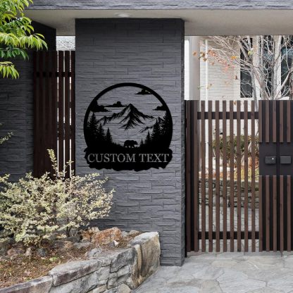 Personalized Metal Bear Sign, Custom Family Last Name Sign | Rustic Cabin and Outdoor Wall Decor-MetalsignX