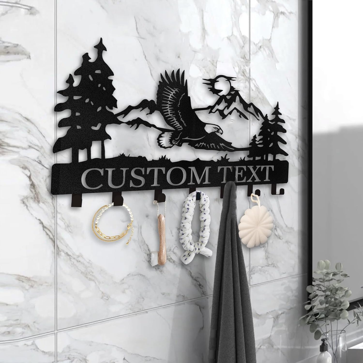 Personalized Eagle Key Holder Wall Mounted, Custom Name Metal Key Hooks-MetalsignX