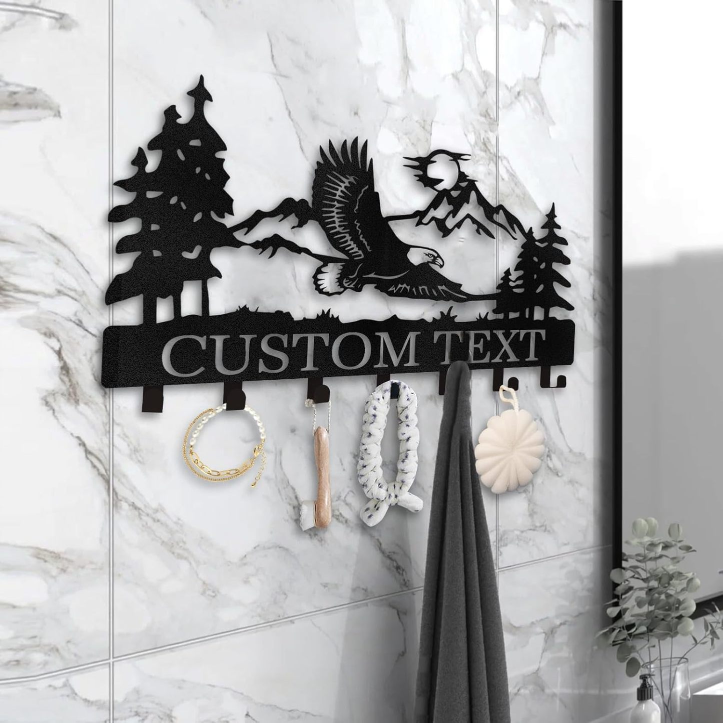 Personalized Eagle Key Holder Wall Mounted, Custom Name Metal Key Hooks-MetalsignX