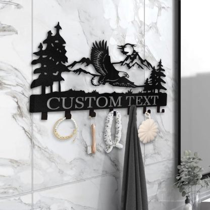 Personalized Eagle Key Holder Wall Mounted, Custom Name Metal Key Hooks-MetalsignX