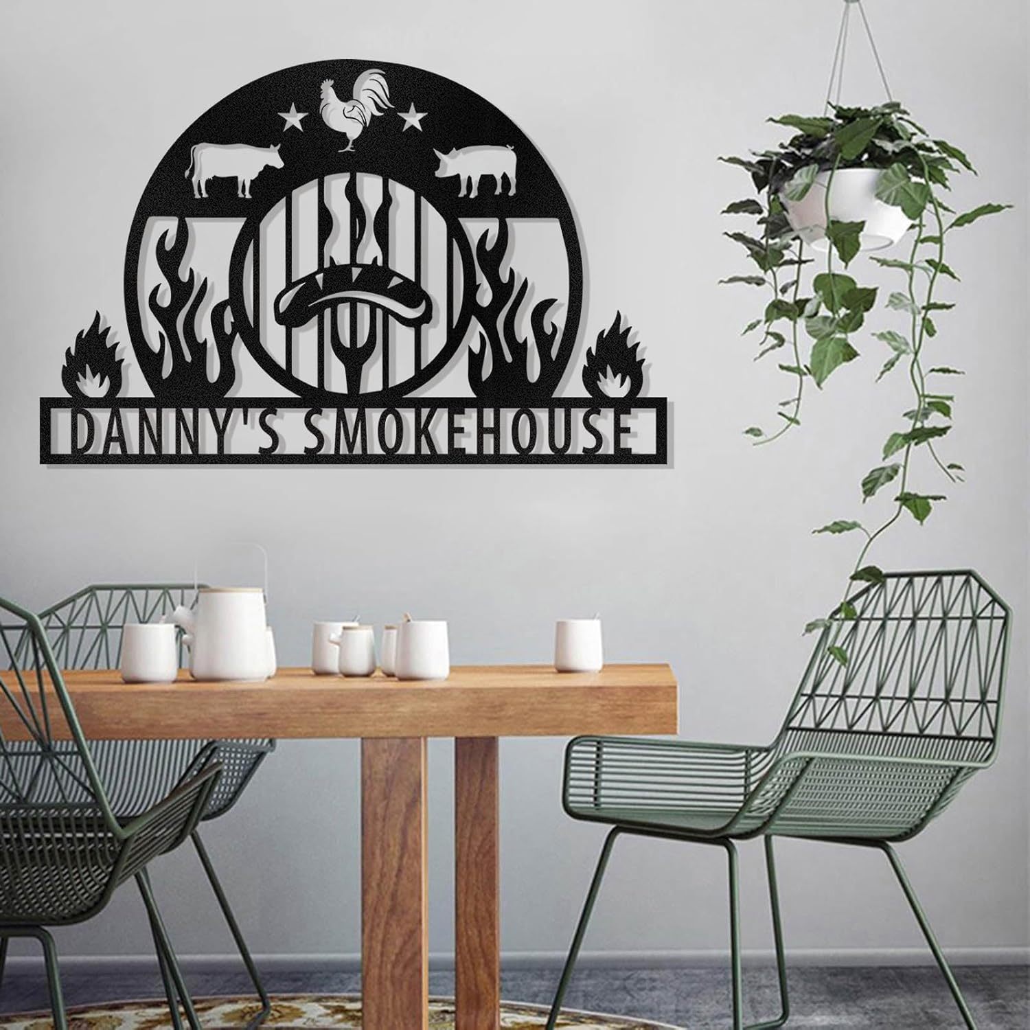 Personalized Kitchen Wall Plaque - Coffee, BBQ & Wine Metal Art for Food Lovers-MetalsignX