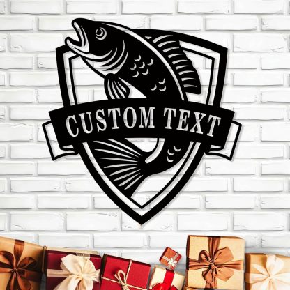 Personalized Largemouth Bass Metal Sign, Custom Fishing Last Name Sign for Home, Fish Family Signs Wall Decor-MetalsignX