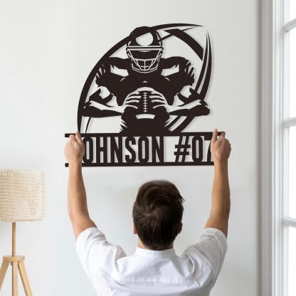 Personalized Football Metal Sign, Metal Signs Customized, Custom Ball Football Metal Wall Art, Custom Signs Outdoor Metal, Custom Name Sign Football Room Decor for Boys