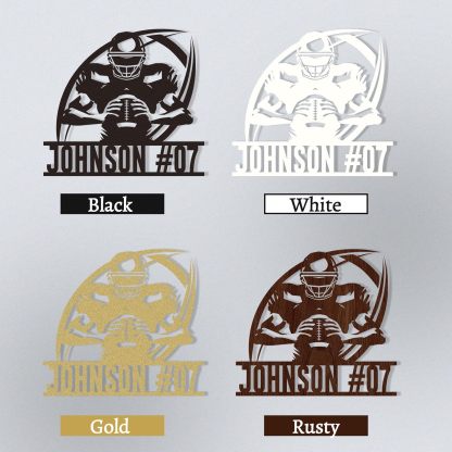 Custom Football Sign Metal Wall Art, American Football Player Hanging Sign Outdoor Metal-MetalsignX