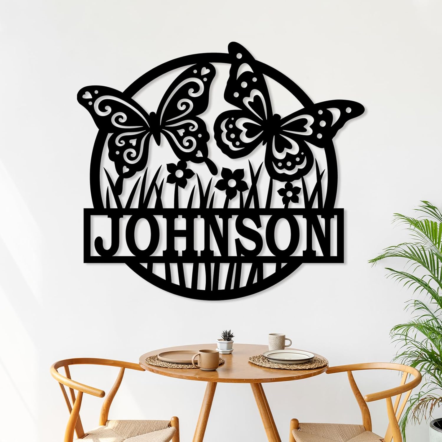 Custom Metal Sign, Personalized Butterfly Cabin Sign, Monogram Family Name Sign, Outdoor Wall Art, Bedroom Decor, Housewarming Gift-MetalsignX