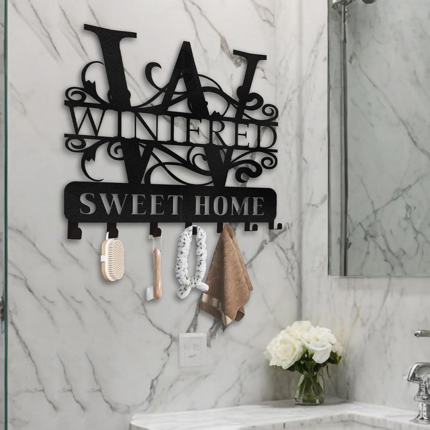 Personalized Key Holder for Wall, Custom Forest Deer Coat Rack Wall Hanging-MetalsignX