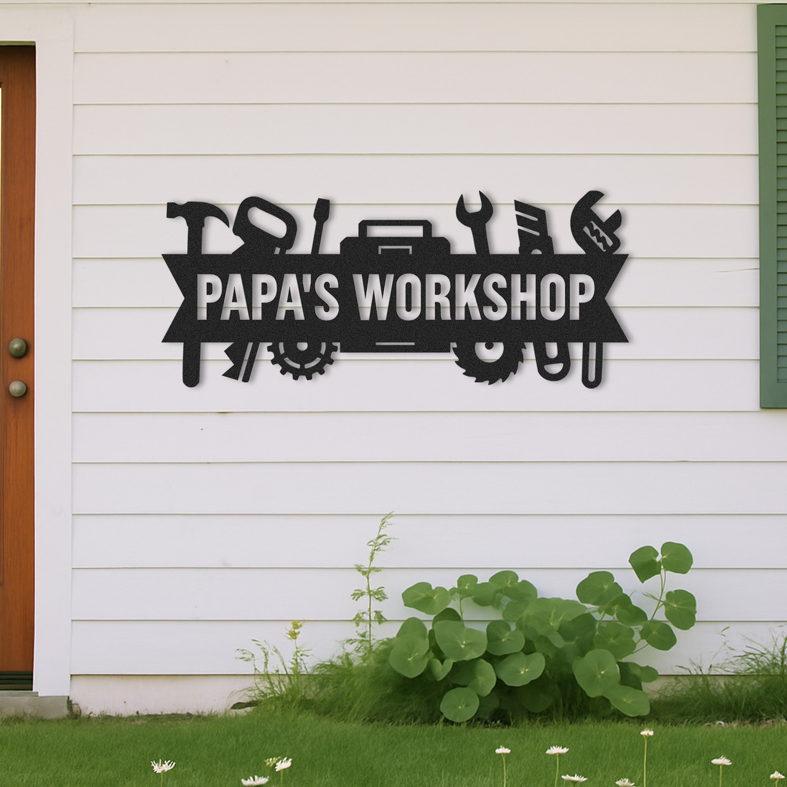 Custom Papa’s Workshop Metal Sign, Personalized Tool Shop Wall Art, Garage Decor for Grandpa, Father’s Day Gift for Papa or Dad