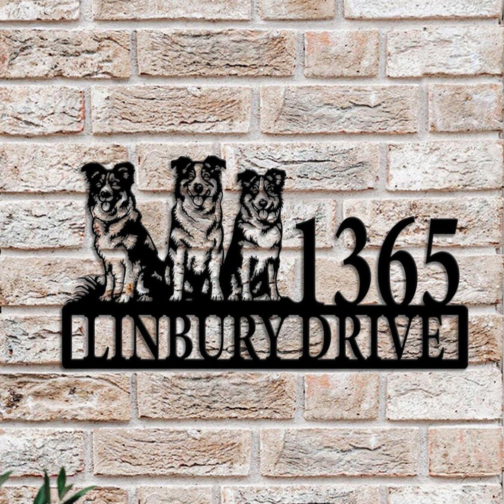 Custom Dog Address Metal Sign, House Number with Pet, Custom Street Name & Number, Dog House Number Sign,Dog Lover Outdoor Sign,Address sign