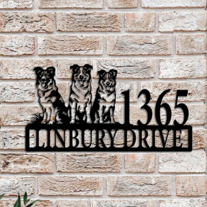 Custom Dog Address Metal Sign, House Number with Pet, Custom Street Name & Number, Dog House Number Sign,Dog Lover Outdoor Sign,Address sign