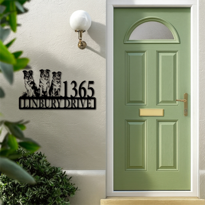 Custom Dog Address Metal Sign, House Number with Pet, Custom Street Name & Number, Dog House Number Sign,Dog Lover Outdoor Sign,Address sign