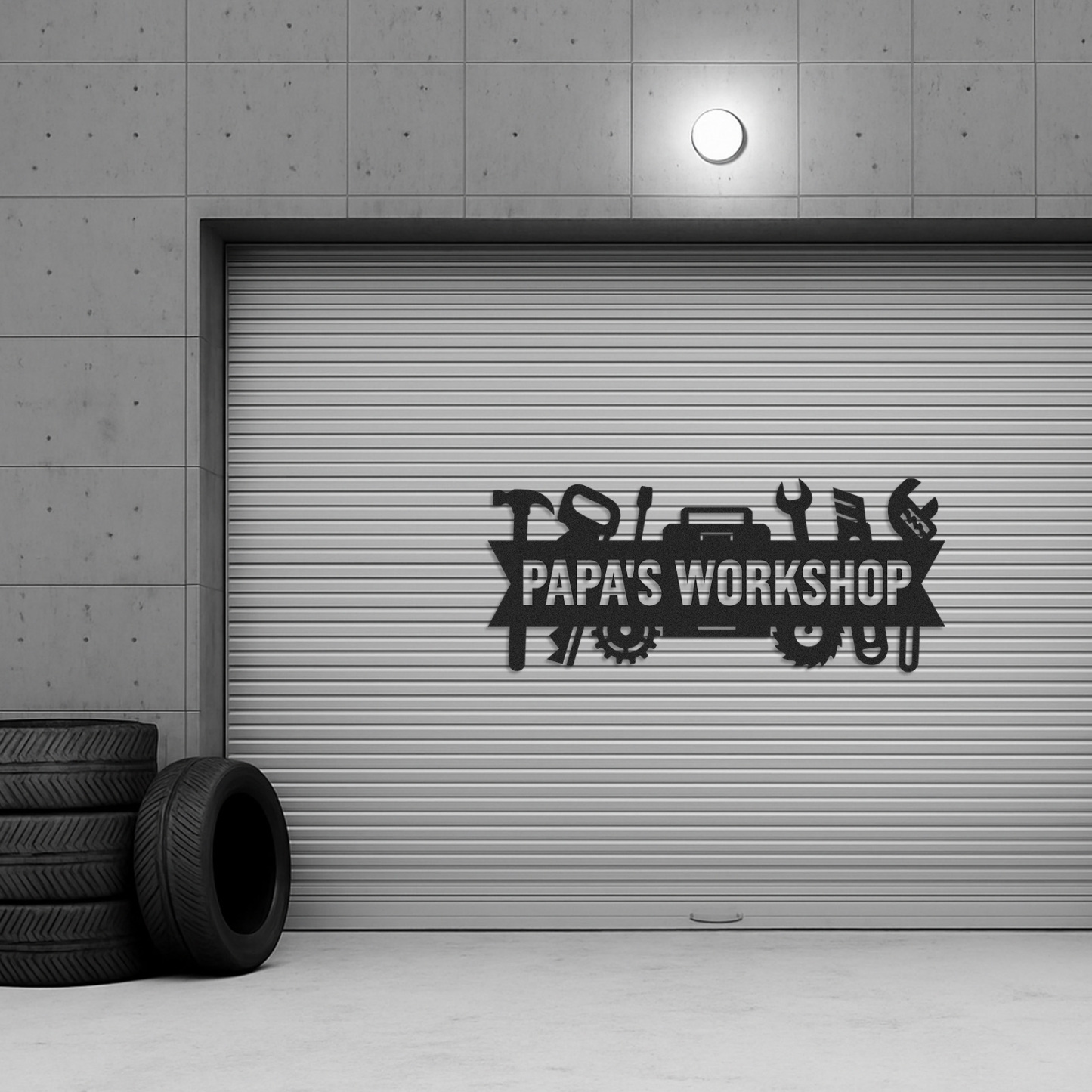 Custom Papa’s Workshop Metal Sign, Personalized Tool Shop Wall Art, Garage Decor for Grandpa, Father’s Day Gift for Papa or Dad