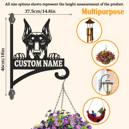 Custom Doberman Dog Sign, Personalized Dog Name Wall Mounted Metal Art, Guard Dog House Outdoor Hanging Plaque