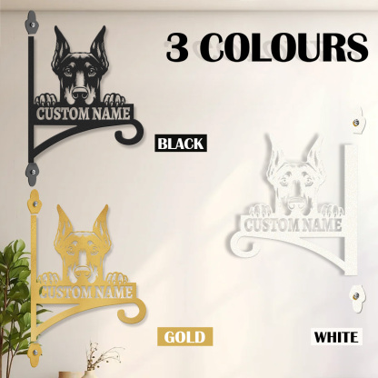 Custom Doberman Dog Sign, Personalized Dog Name Wall Mounted Metal Art, Guard Dog House Outdoor Hanging Plaque