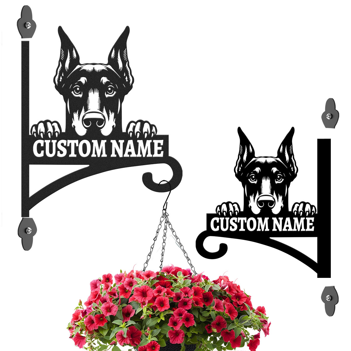 Custom Doberman Dog Sign, Personalized Dog Name Wall Mounted Metal Art, Guard Dog House Outdoor Hanging Plaque