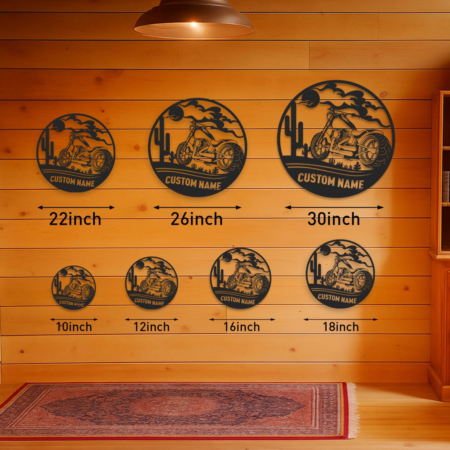 Custom Desert Motorcycle Metal Sign, Personalized Round Wall Art for Garage, Man Cave, Biker's Room Decor, Gifts for Motorcycle Riders and Lovers