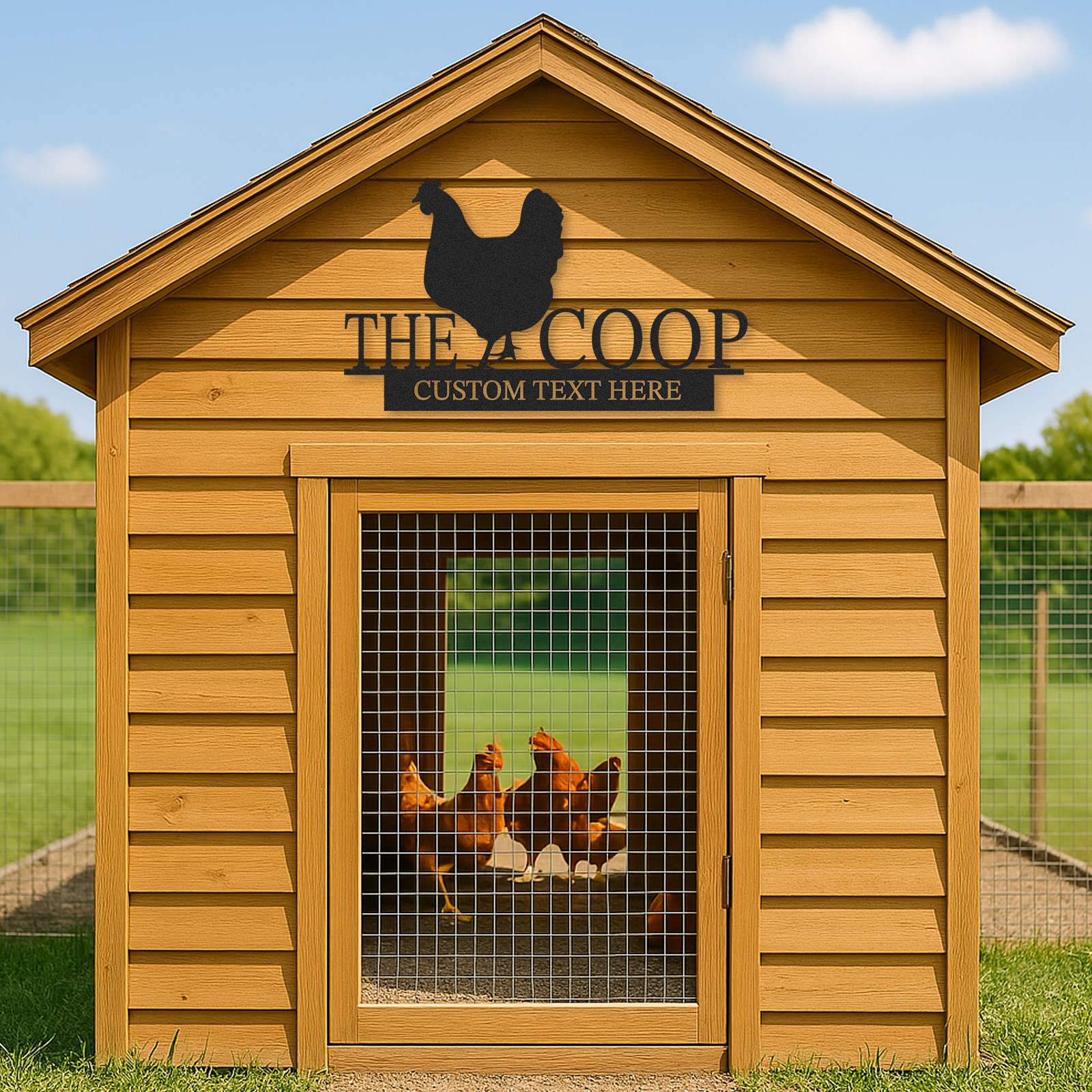 Custom Chicken Coop Metal Sign with Hen Silhouette and Name, Personalized Farm Decor for Backyard Chickens
