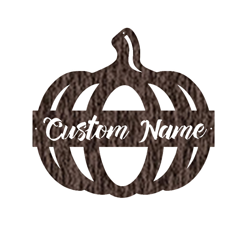 Personalized Pumpkin Monogram Halloween Metal Sign, Happy Halloween Pumpkin Wall Decor, Outdoor Halloween Decoration, Front Door Hanging Sign