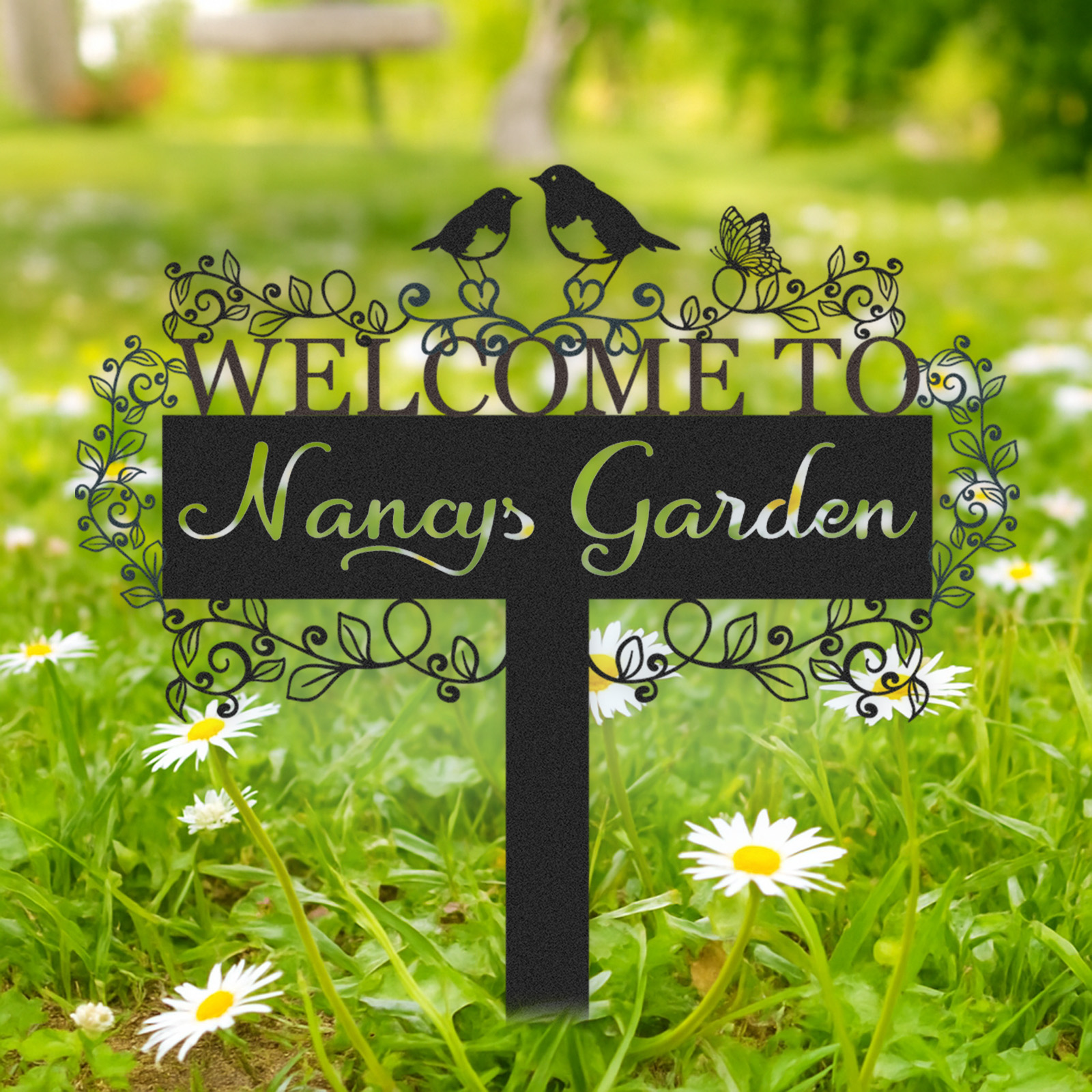 Personalized Garden Signs | Garden Stake Metal Sign | Custom Garden Sign | Customized Bird Garden Name Sign Yard Sign| Garden Signs Decorative Outdoor | Personalized Camping Gifts