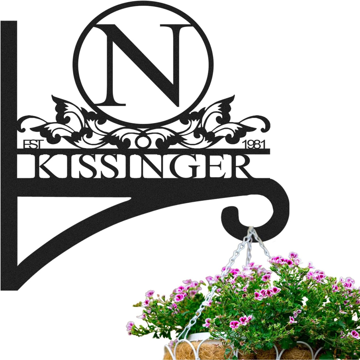 Custom Name Decorative Metal Wall Hook Indoor and Outdoor,Personalized Wall Mounted Hanging Plant Hooks-MetalsignX