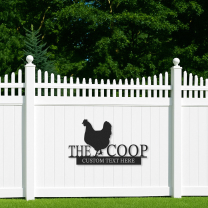 Custom Chicken Coop Metal Sign with Hen Silhouette and Name, Personalized Farm Decor for Backyard Chickens
