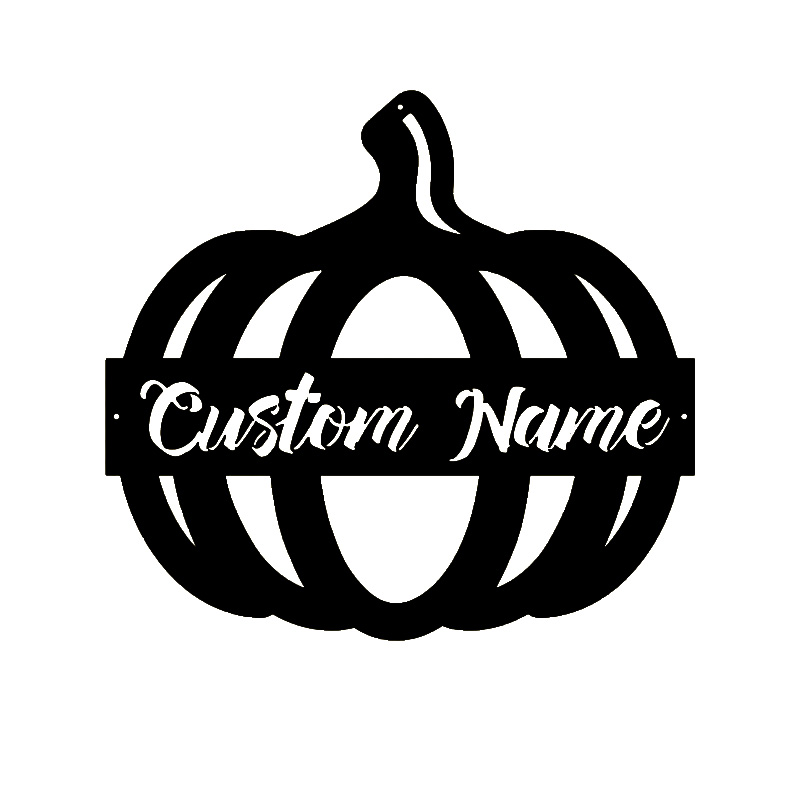 Personalized Pumpkin Monogram Halloween Metal Sign, Happy Halloween Pumpkin Wall Decor, Outdoor Halloween Decoration, Front Door Hanging Sign