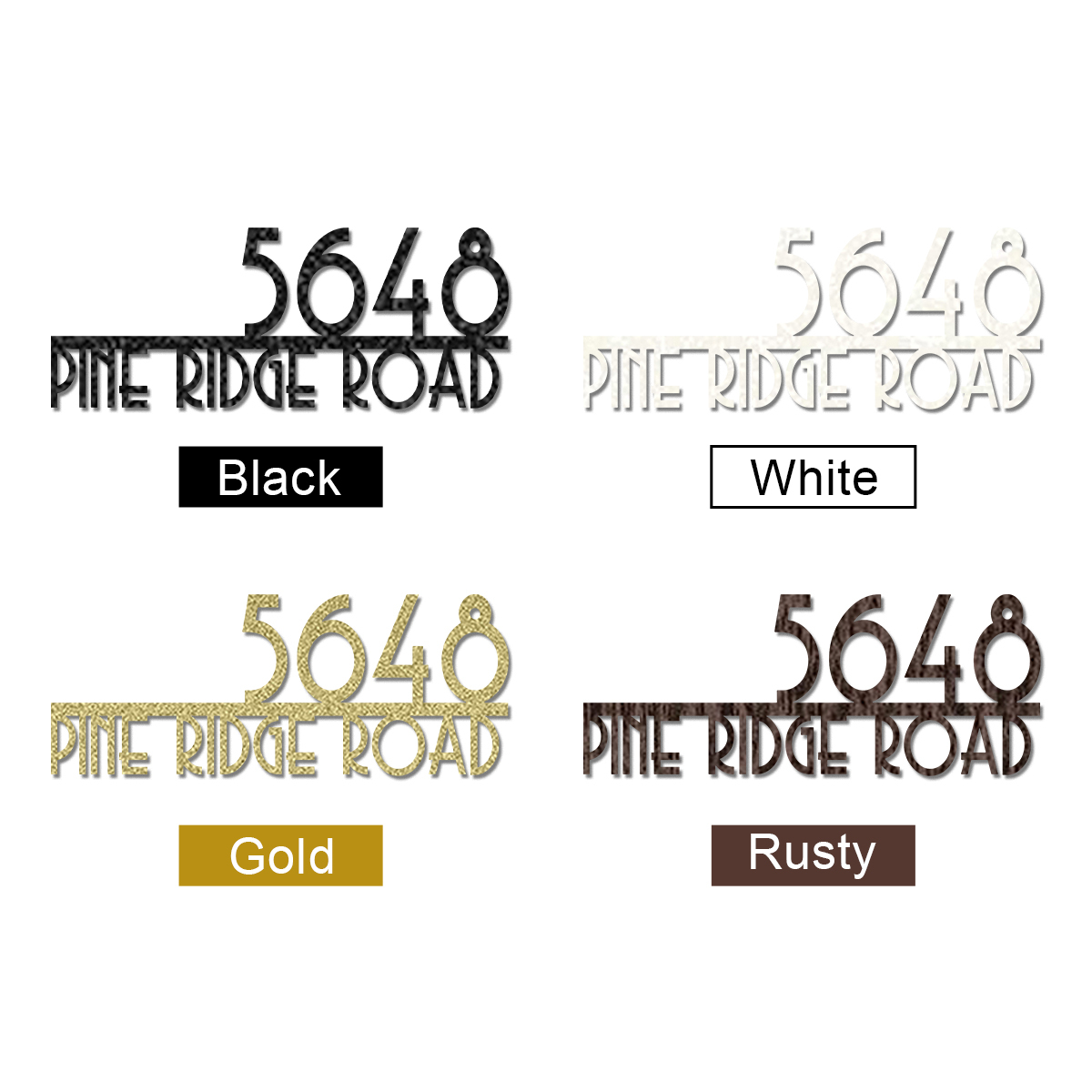 Mid Century Modern Metal House Number Sign, Retro Style Address Plaque with Street Name, Custom MCM House Number Wall Decor