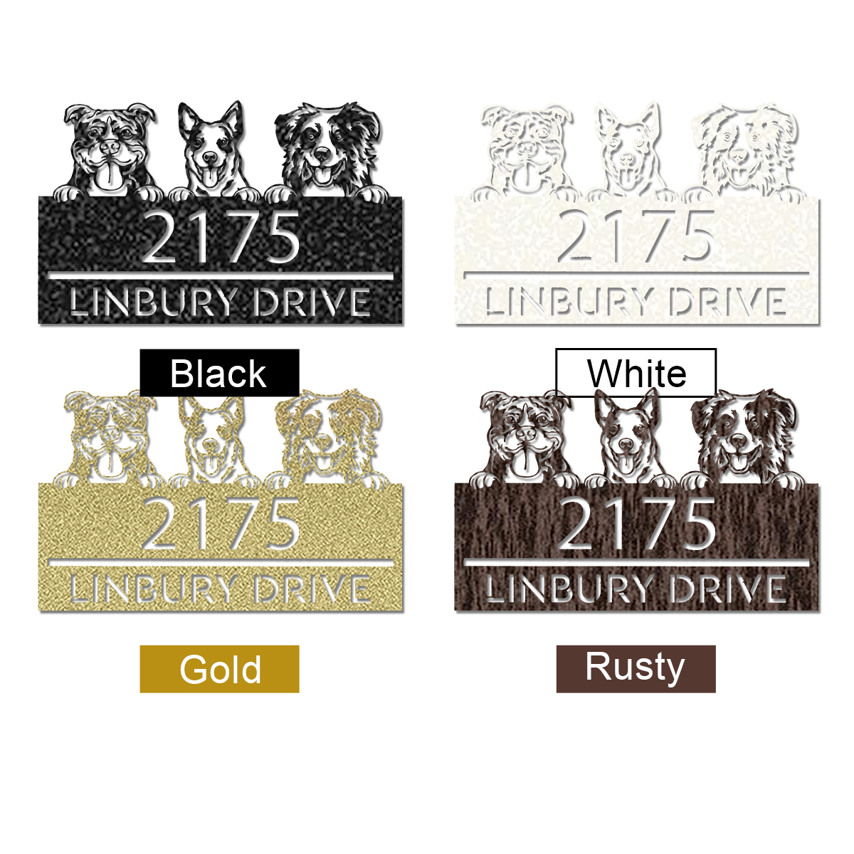 Personalized peeking dogs, puppy Metal Address Sign House number Hanging Address Plaque Yard Sign Outdoor decor Garden Stake