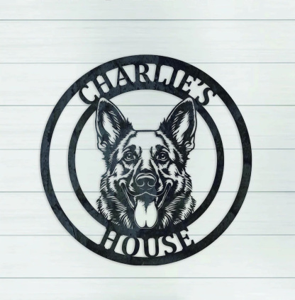 Personalized Dog Name Sign, Custom Metal Pet Sign for Labrador, French Bulldog, Corgi