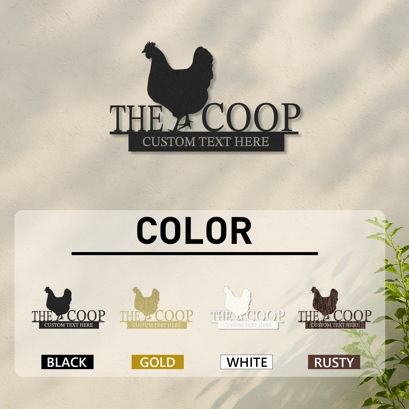 Custom Chicken Coop Metal Sign with Hen Silhouette and Name, Personalized Farm Decor for Backyard Chickens