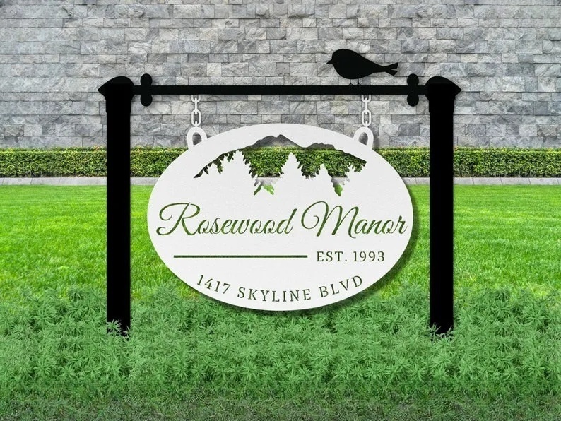Metal Address Sign for Lodge, Lake Homes or Cottages| Forest & Mountain House Numbers| Personalized Cabin Name Signs|Bed and Breakfast Decor