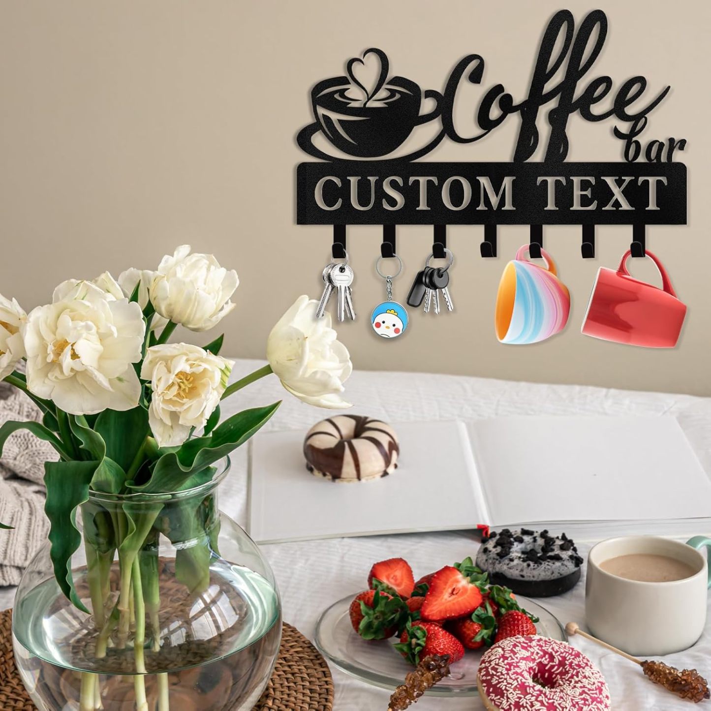 Custom Key Holder for Wall, Personalized Metal Coffee Key Holder Wall Mounted-MetalsignX
