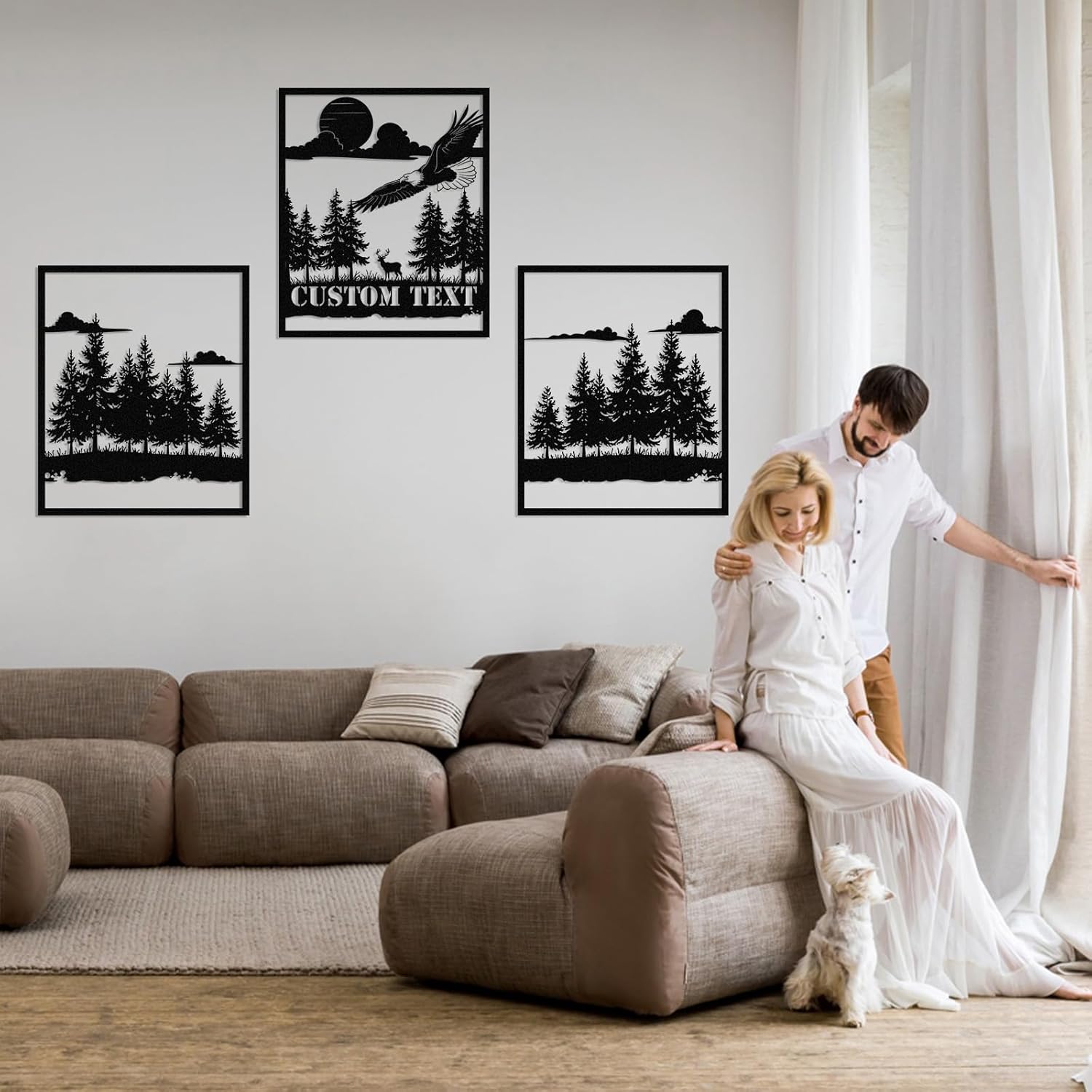  Personalized Metal Wall Art Decor, 3 Pcs Metal Signs, Tree of Life Wall Art, Family Tree Wall Sculptures, Custom Name Sign Gifts for Home Bedroom Living Room Color01