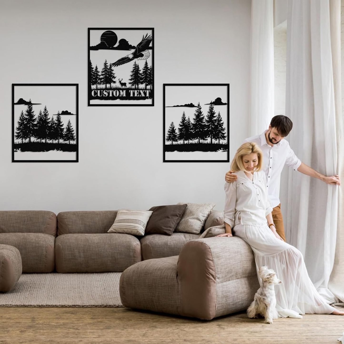  Personalized Metal Wall Art Decor, 3 Pcs Metal Signs, Tree of Life Wall Art, Family Tree Wall Sculptures, Custom Name Sign Gifts for Home Bedroom Living Room Color01