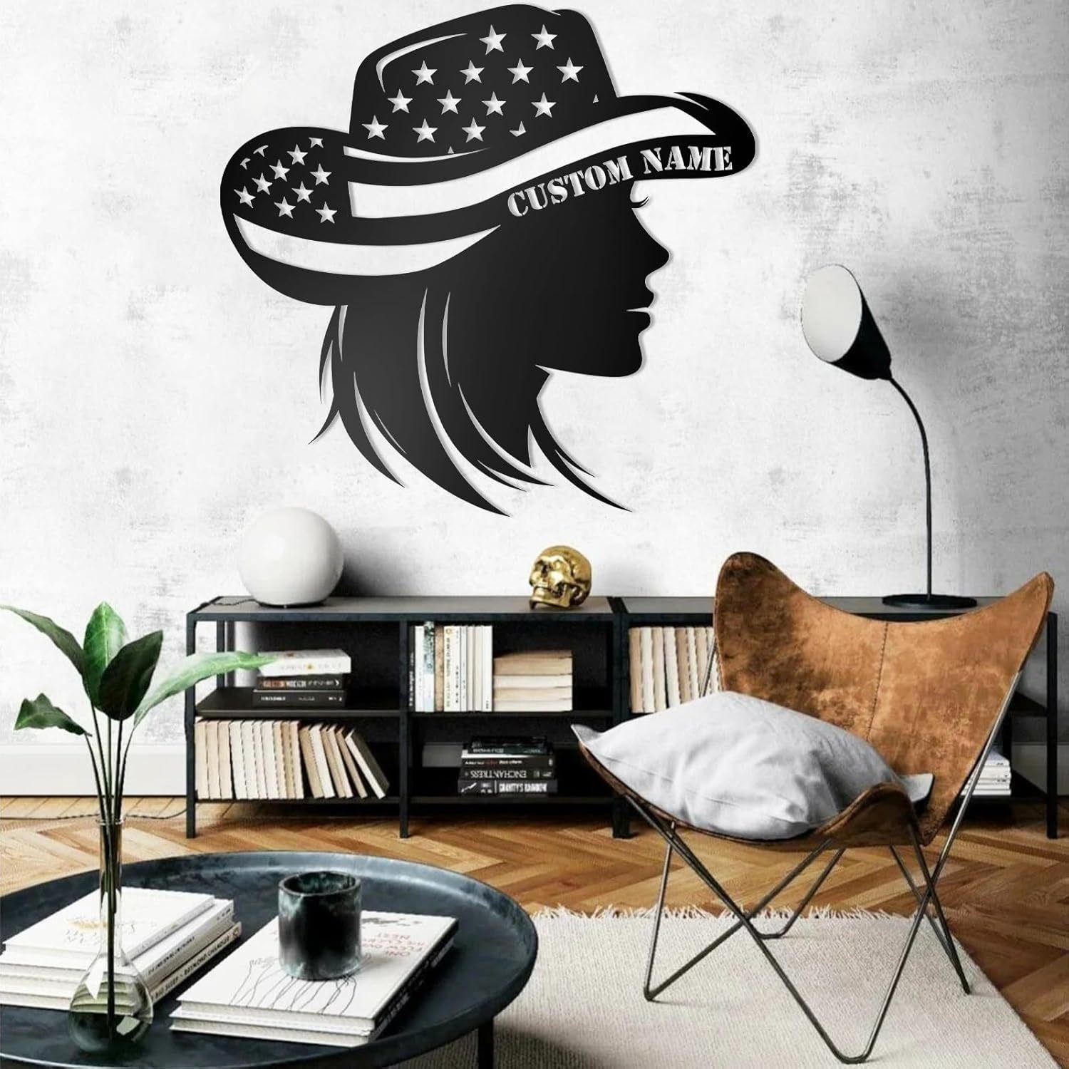 Personalized Western Wall Decor Metal Signs, Rustic Cowboy Couple Silhouette, Cowboy Metal Name Sign Customized, Vintage Howdy Wall Art Gifts for Home Bedroom Speakeasy Decor Color01