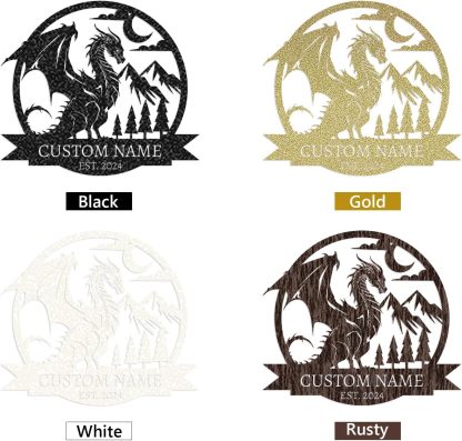 Custom Dragons Metal Signs, Personalized Evil Dragons Signs, Dragon Metal Wall Decor, Dragon Lover's Gifts, Last Name Sign, Home Decor