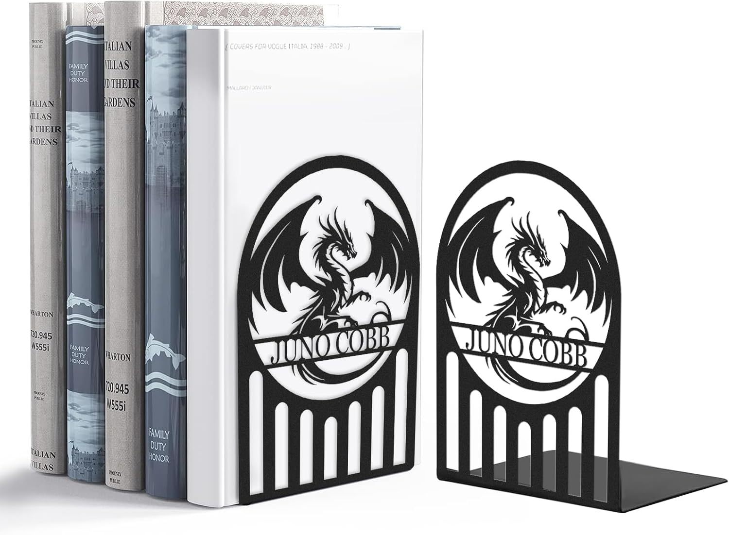 Custom Deer Metal Book Ends, Forest Theme Bookends for Shelves Decorative, Heavy Duty Bookend Stopper, Deer Cabin Decor, Book Organizer for Desk, Black Book Holders for Home Office, Hunter Gifts