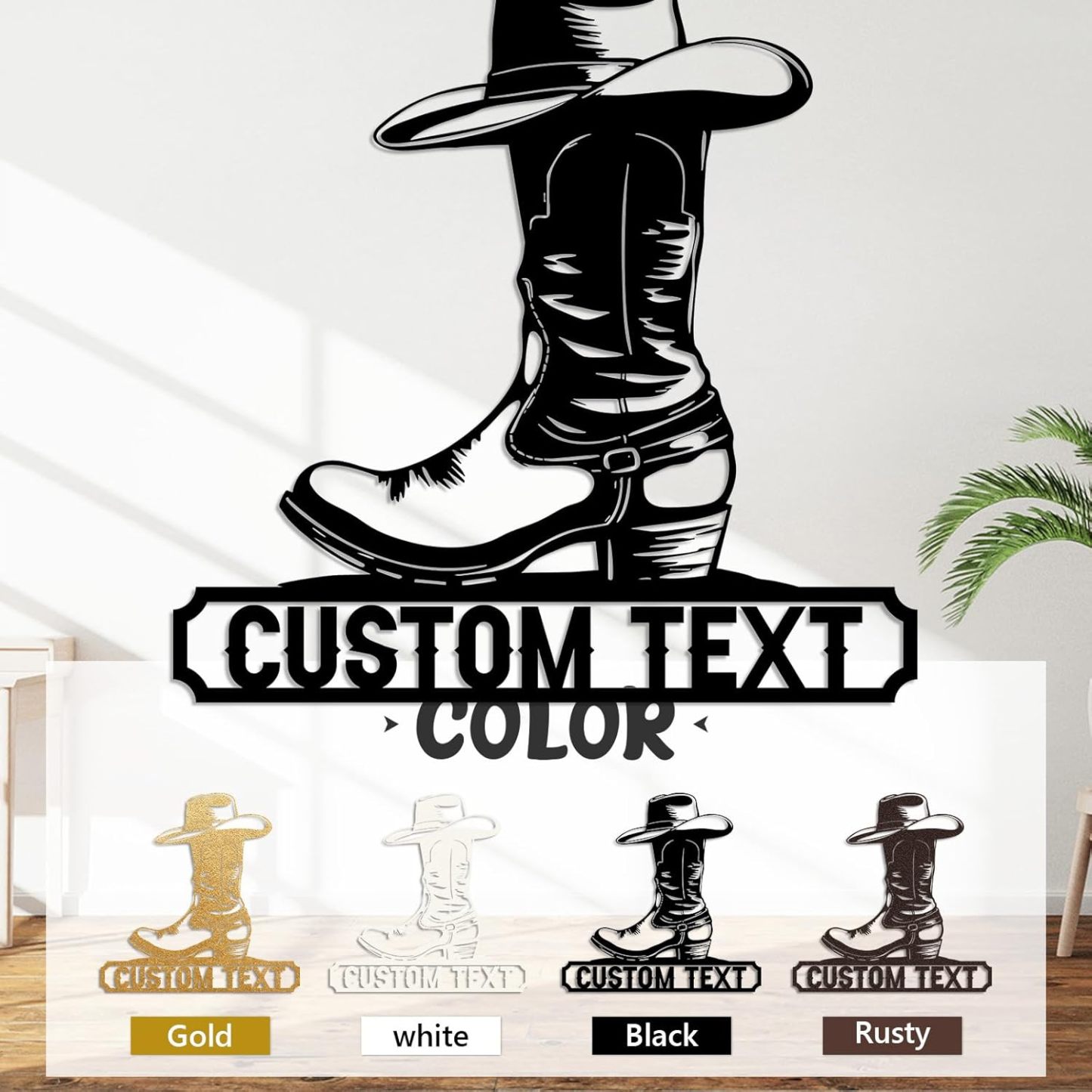 Personalized Western Wall Decor Metal Signs, Rustic Cowboy Couple Silhouette, Cowboy Metal Name Sign Customized, Vintage Howdy Wall Art Gifts for Home Bedroom Speakeasy Decor Color01