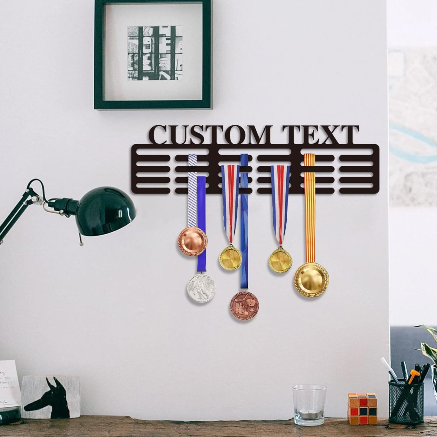 Custom Medal Hanger with Name, Wall Mount Holder for 60 Medals, Perfect for Youth Athletes & Sports Awards-MetalsignX