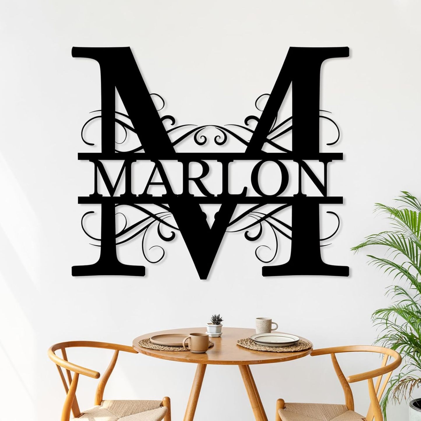 Custom Metal Name Signs, Split Letter Family Sign, Monogram Metal Wall Art, Housewarming Gifts-MetalsignX