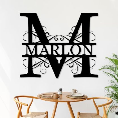Custom Metal Name Signs, Split Letter Family Sign, Monogram Metal Wall Art, Housewarming Gifts-MetalsignX