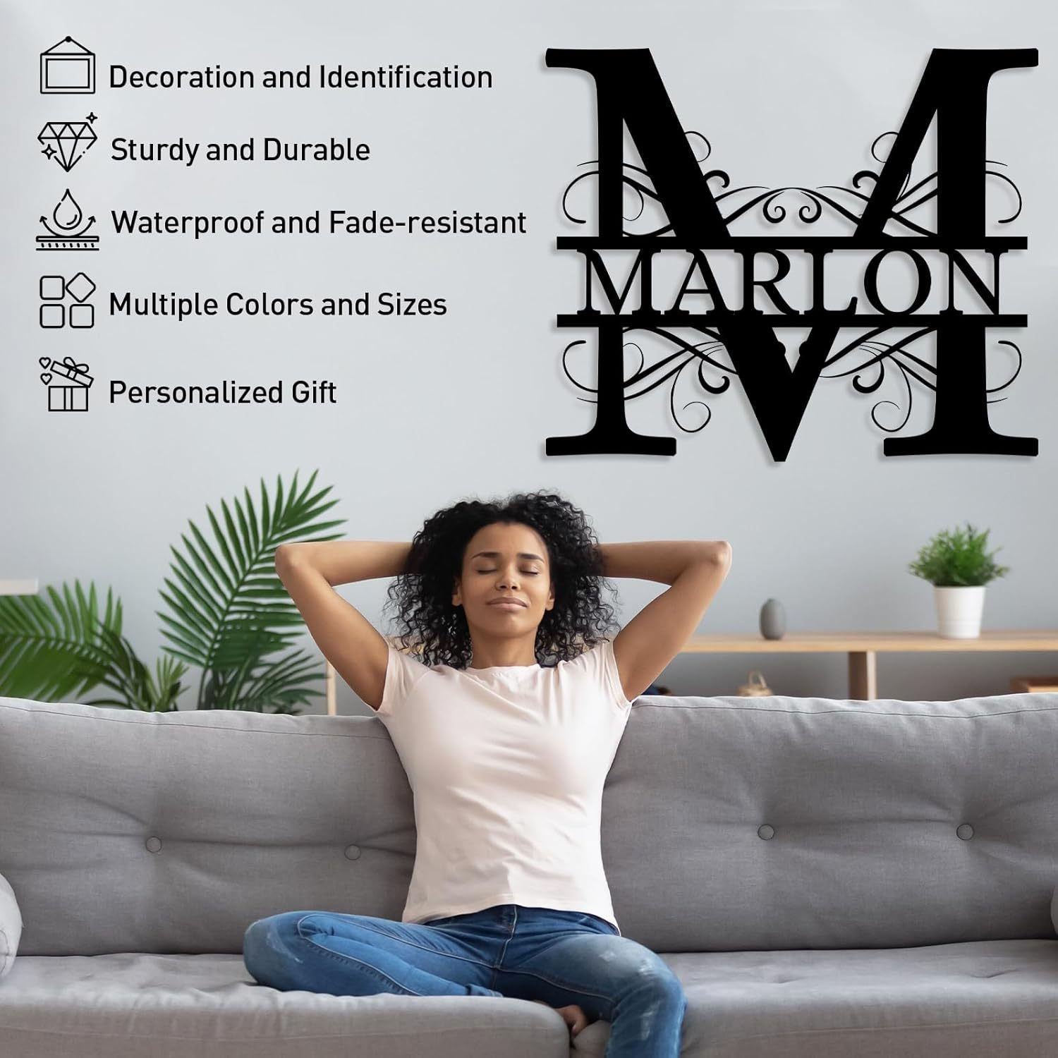 Custom Metal Name Signs, Split Letter Family Sign, Monogram Metal Wall Art, Housewarming Gifts-MetalsignX