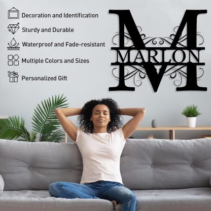 Custom Metal Name Signs, Split Letter Family Sign, Monogram Metal Wall Art, Housewarming Gifts-MetalsignX